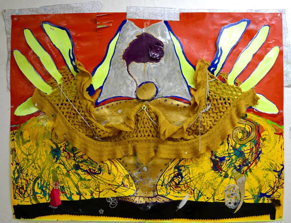 Colorful abstract mixed media artwork