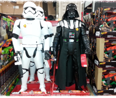 Stormtrooper and Darth Vader toys