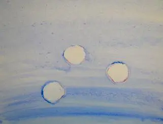 Minimalist art featuring blue and white tones