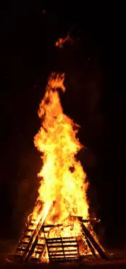 Intense fire illuminating the darkness